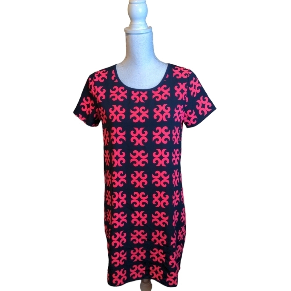 Italian Pink & Navy Shift Dress Swim Coverup